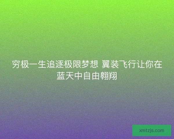 穷极一生追逐极限梦想 翼装飞行让你在蓝天中自由翱翔