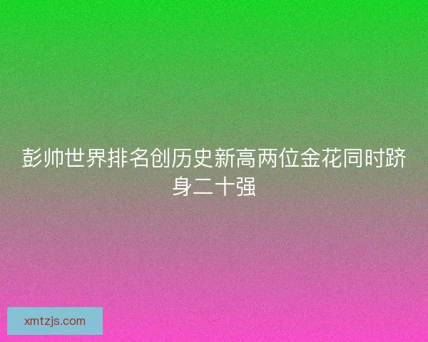 彭帅世界排名创历史新高两位金花同时跻身二十强