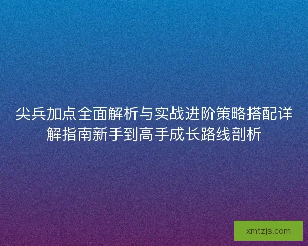 尖兵加点全面解析与实战进阶策略搭配详解指南新手到高手成长路线剖析