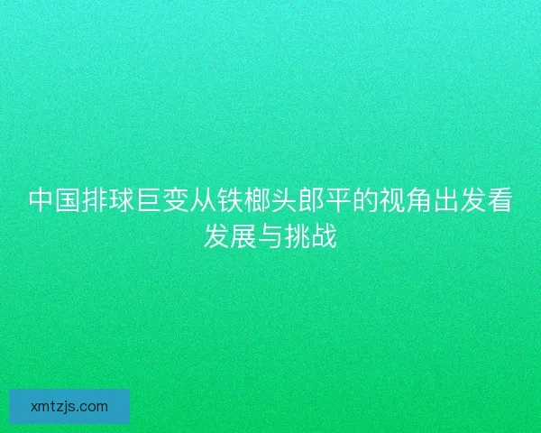 中国排球巨变从铁榔头郎平的视角出发看发展与挑战