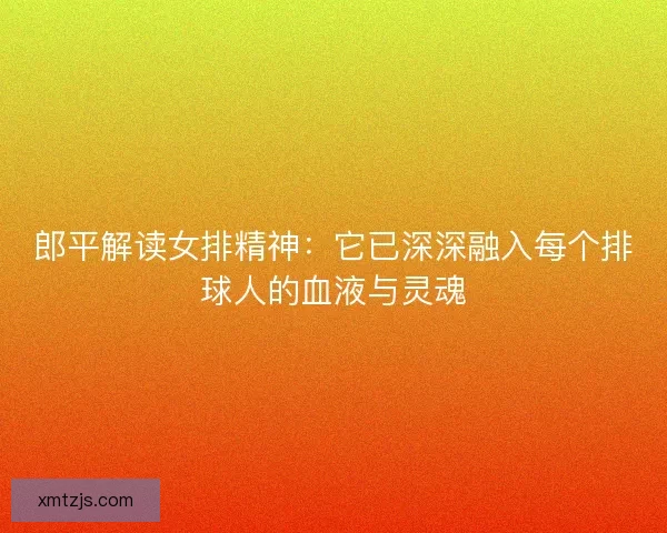 郎平解读女排精神：它已深深融入每个排球人的血液与灵魂
